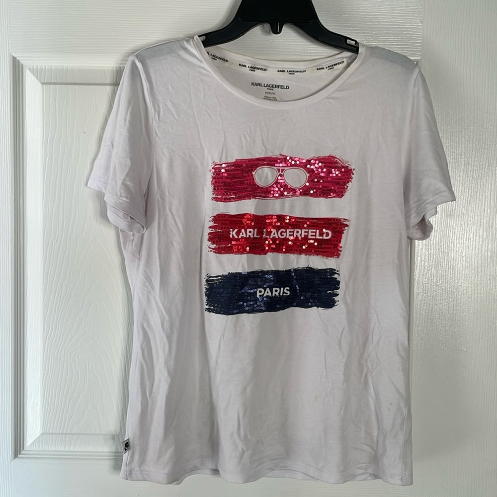 Karl lagerfeld short sleeve sequin tshirt